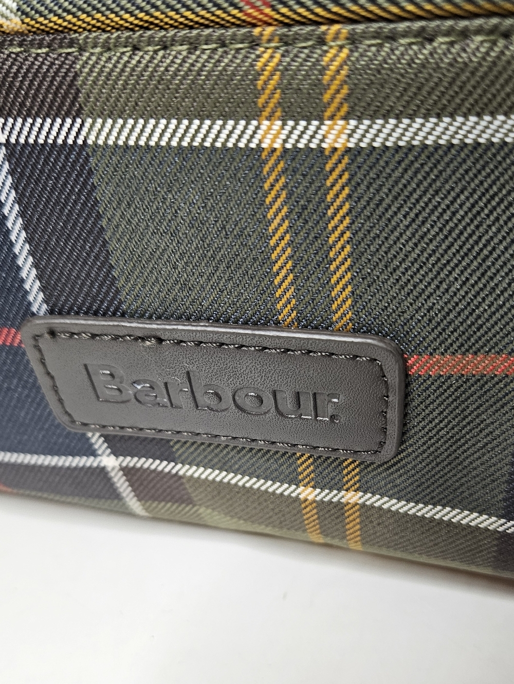 Barbour Tartan Toiletry Bag Dopp Kit Men's Case Green Plaid Canvas Zipper - Picture 2 of 11